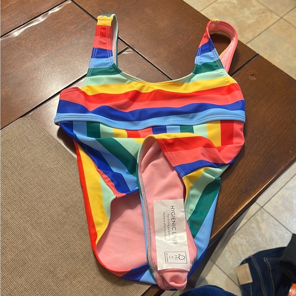 Red and Pink One Piece Swimwear with Wide Straps